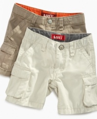 Getting him dressed is as easy as pull-on, pull-off with these stylish cargo shorts from Levi's.