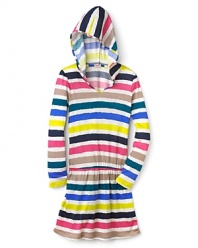 A casual dress from Splendid gets a sporty update with a fun hood detail and bold stripes.