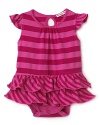 Turn up the sweet with this incredibly adorable striped onesie from Little Ella, with a keyhole opening in back for extra cuteness.