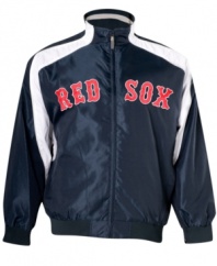 Suit up for the perfect season in this signature Boston Red Sox track jacket from Majestic Apparel.