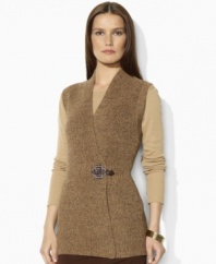 Lauren by Ralph Lauren's classic wrap vest is knit from plush combed cotton yarns with a luxe braided toggle for a heritage flourish.