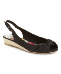 Need a little boost? Find it with the cute-as-can-be Del Mar demi-wedges by Sugar, topped off with a gathered knot.