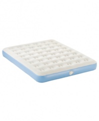 A great night's rest comes easier. Inflating in less than a minute and deflating in approximately 15 seconds, this convenient air mattress is your best rest companion. Constructed with layers of ultra-supportive coils, this flocked sleep surface keeps the sheets securely in place for luxury that lasts all night long.