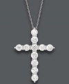 Symbolic sparkle makes the perfect gift. This stunning cross pendant offers a luminous look with its round-cut diamond decor (2 ct. t.w.). Crafted in 14k white gold. Approximate length: 18 inches. Approximate drop: 1-1/10 inches.