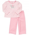 Your princess can snuggle up in a style that's both cozy and pretty with this pajama shirt and pants set from Carter's.