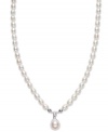 Prim, proper & polished. This beautiful necklace features cultured freshwater pearls (3-1/2-7-1/2 mm) and a pearl teardrop accent. Set in sterling silver. Approximate length: 16-1/2 inches.