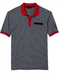 Get into the stripe zone with this rad polo shirt from Sean John.