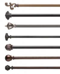 Give hard-to-fit windows a new look of elegance with extra-long rods and exquisite finials that fit your space to a tee. Choose from seven distinctive finial shapes and refined finishes.