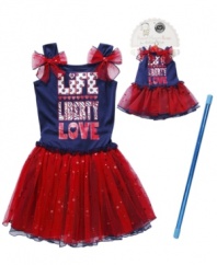 Free to be fashionable. She and her best friend can enjoy the sweet style and tulle skirts on these dainty matching dresses from Sweet Heart Rose, which come with a twirlable baton.