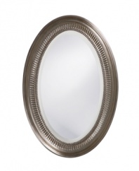 Relish in the timeless grace of Howard Elliot's Ethan mirror. An oval design with decorative fluting and a beaded inner edge adds new polish to the master bedroom or dining area. With a brushed nickel finish.