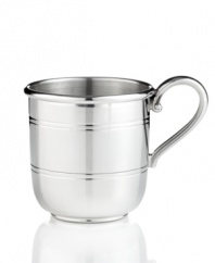 A gift for all ages, the Cornwall baby cup is shaped for little ones but crafted of brushed pewter to impress parents, too. With polished accents and a child-friendly rolled edge. By Reed & Barton.