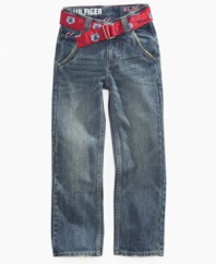 Classic style. The all-American style of these Tommy Hilfiger jeans pair perfectly with a crisp t-shirt.