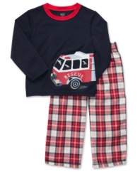 Every night is a fun sleepover thanks to this comfy graphic sleepwear set from Carter's.