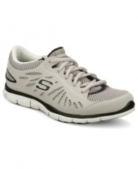 Sketchers' Purestreet sneakers are casual and lightweight with stitching accents and a padded collar for comfort.