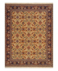 The Brighton area rug from the English Manor Collection is the epitome of style, graced with lush blossoms, orderly palmettes and lattice stems and vines. Woven of incredibly soft New Zealand wool with a cotton foundation for added strength. Finished with Karastan's patented Luster-Wash(tm) process for an antique-like find, perfect for any home.
