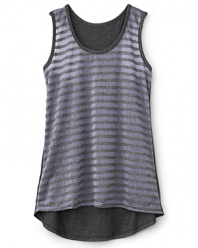 Aqua's classic racerback tank top is updated with weathered stripes on the front and a solid back and lining for a touch of contrast.