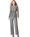 A self-tie belt transforms the look of this Le Suit pant suit, making it a striking choice whether worn for an important lunch or first impression.