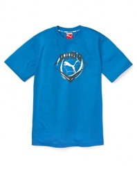 This crew neck logo tee from PUMA is a casual must-have for your sporty little one.