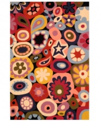 Funkify her room with this groovy graphic rug from Momeni's Lil Mo Hipster collection! Flower power gets a modern update with starry details and hip girly colors like hot pink and baby blue.  Hand-tufted mod-acrylic is soft, strong and flame-retardent.