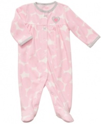 She'll stay bubbly in this sweet, cozy and cute polka-dot footed coverall from Carter's.