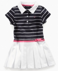 School is in! Start her scholarly style early with this darling polo dress from Nautica.