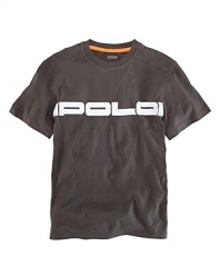 A metallic POLO graphic across the front updates the classic crewneck cotton jersey tee with a modern athletic style.
