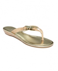 Walk away in style. Marc Fisher Diamonte thong sandals feature a intricate jewel accents on the side strap. A Macy's Exclusive.