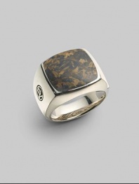 EXCLUSIVELY AT SAKS. From the Exotic Stone Collection. The rustic richness of a bronzite inlay, within a bold band of sterling silver.DY logo in shank Imported