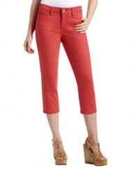 A slim capri silhouette accentuates a statement-making wash in this look from Levi's.