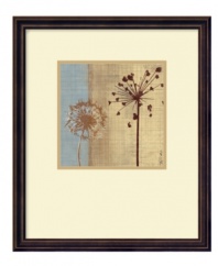 Make a wish. Blown away, the fluffy dandelions of In the Breeze I stand tall against linen and slate for a look of tranquil beauty. With a cream mat and handsome espresso-bronze frame, it's a soothing piece for the home office or bedroom.