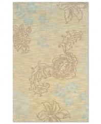 Sophisticated stems. Emulating the look of drawn botanical studies, the Mandhal area rug from Sphinx brings this artful tradition to your floors. Handcrafted of rich polyester fibers in an abrash colorway for a soft, durable home accent.