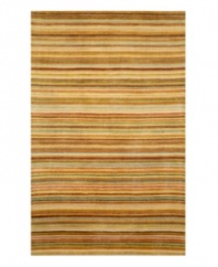 What's your line? This area rug from Liora Manne delivers a sea of stripes in a rainbow of beautiful pastel colors, bringing warmth and vibrancy to every corner of the room. Hand-tufted in India from 100% wool with a thick half-inch pile for a soft, gentle hand.