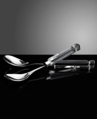 Give your table a distinctly modern edge with Lexington salad servers from Oleg Cassini. Bold geometric handles cut in heavy optic glass put designer style in the palm of your hands.