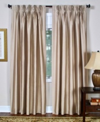 Draw eyes upward with the sumptuous look of pleating upon your window's view. The Providence window valance incorporates an elegant faux silk hand with pinch pleat detailing to offer lustrous texture wherever placed. Pair with a set of coordinating panels to complete the look.