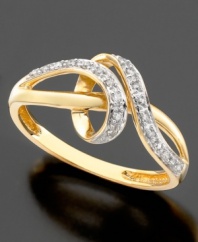 Beauty flows freely on this blissful ring featuring ribbons of round-cut diamonds (1/10 ct. t.w) set in 14k gold.