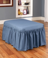 Dense cotton duck instantly transforms any style furniture. Elegant draping and intricate pleating create a renewing finish for your ottoman with this sleek slipcover from Sure Fit.