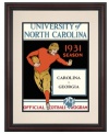 Georgia and North Carolina fans can get nostalgic for the early days of college football with this vintage cover art from the 1931 program cover. With a cherry-finished frame and double mat.