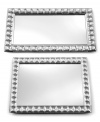 Your entire room will sparkle with the fabulous Mirrored tray, featuring reflective glass trimmed with faceted beads. Set it on top of a table or dresser to hold everything from drinks and snacks, to candles and cosmetics.