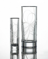 Ribbons of frosted glass enhance this cool cylindrical vase (shown right). Create a stylish presentation of fresh cut flowers or coordinate with the rest of the Belle Boulevard collection for soft, modern home decorating.