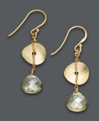 For an subtle color pick-me-up, just add Studio Silver's shimmering green glass drop earrings. Crafted in 18k gold over sterling silver. Approximate drop: 1 inch.
