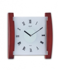 A modern clock with traditional appeal, this dignified timekeeper from Opal Clocks combines rich wood and frosted glass with Roman numerals for an air of sophistication.