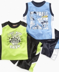 All-star style. Let everyone know he's your MVP in this sporty tank and short set from Kids Headquarters.