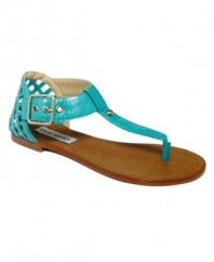 The studded woven detailing on the back of the Sutttle thong sandals by Steve Madden make for a most welcome surprise.