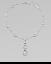 This delicate design is punctuated with dazzling oval links in plated rhodium. Brass Length, about 20 Drop, about 2 Lobster clasp closure Imported 