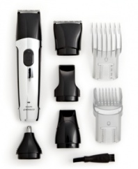 Your look, your way. Get ready to set the style with this grooming guru. Powered by a lithium ion batter, the shaver features a rounder guard that provides a gentle touch to skin and glides along curves and contours with professional ease. Model QG327.