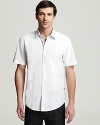 BOSS Black Marco Woven Short Sleeve Sport Shirt - Slim Fit