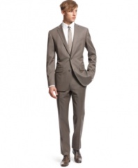 Shift into neutral territory and try this slim-fit taupe suit from Bar III on for size.