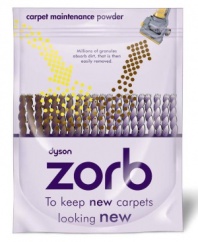 Keep new carpets looking new with Dyson Zorb carpet cleaning powder. Simply sprinkle it on carpet stains and watch as it absorbs dirt while freshening the room. After it's done, simply grab your Dyson vacuum and clean up the powder. It couldn't be simpler!
