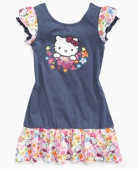 Stay in character. Fun graphic print shows off her playful side in this dress from Hello Kitty.