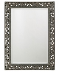 Open scrolling vines wind up and around the fabulously old-fashioned Bristol mirror. In antique-finished black with silver highlights and inner cording, this striking piece is a stylish throwback to elegant ages past.